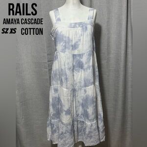Rails Dress-xs-Cotton-Blue & White-Tie Dye Cloud Vibes-Lined-Two Button Closure
